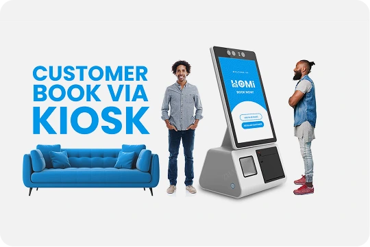 Customer book via kiosk